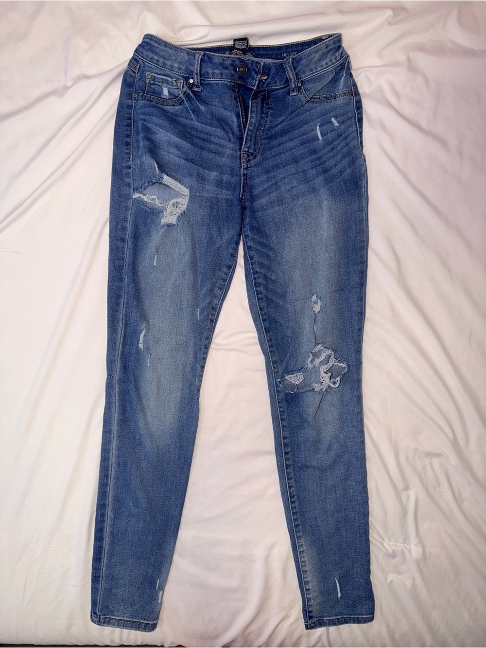 Rewind Blue Distressed Skinny Jeans